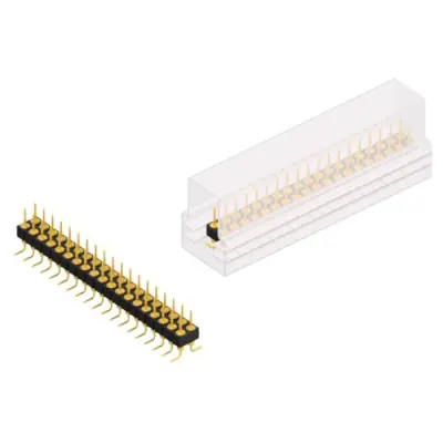 Pin header, 38 pole, pitch 2.54 mm, angled, black, MK 226 SMD 38 G SM - 1