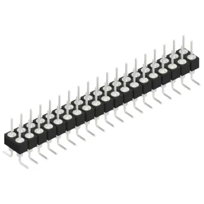 Pin header, 38 pole, pitch 2.54 mm, angled, black, MK 226 SMD 38 Z - 1