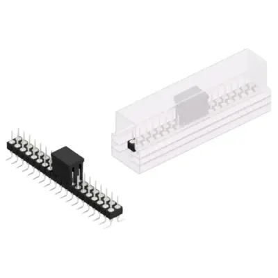 Pin header, 38 pole, pitch 2.54 mm, angled, black, MK 226 SMD 38 Z B SM - 1