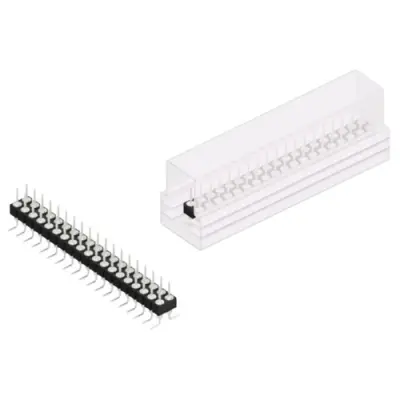 Pin header, 38 pole, pitch 2.54 mm, angled, black, MK 226 SMD 38 Z SM - 1