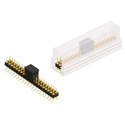 Pin header, 40 pole, pitch 2.54 mm, angled, black, MK 226 SMD 40 G B SM - 1