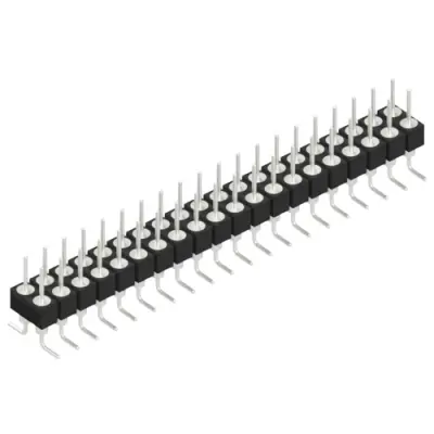 Pin header, 40 pole, pitch 2.54 mm, angled, black, MK 226 SMD 40 Z - 1