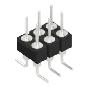 Pin header, 6 pole, pitch 2.54 mm, angled, black, MK 226 SMD 6 Z - 1