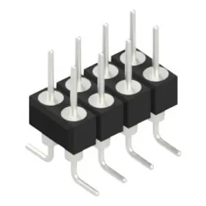 Pin header, 8 pole, pitch 2.54 mm, angled, black, MK 226 SMD 8 Z - 1
