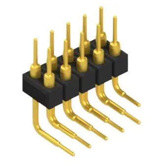 Pin header, 10 pole, pitch 2.54 mm, angled, black, MK 251 10 G - 1
