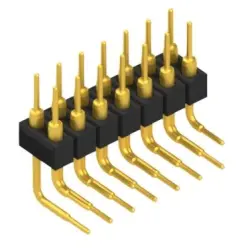 Pin header, 14 pole, pitch 2.54 mm, angled, black, MK 251 14 G