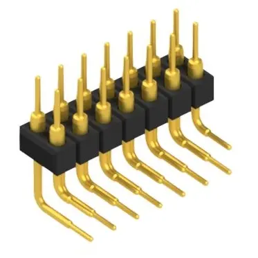 Pin header, 14 pole, pitch 2.54 mm, angled, black, MK 251 14 G - 1