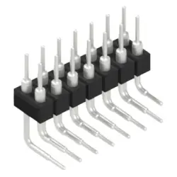 Pin header, 14 pole, pitch 2.54 mm, angled, black, MK 251 14 Z