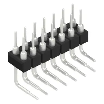 Pin header, 14 pole, pitch 2.54 mm, angled, black, MK 251 14 Z - 1