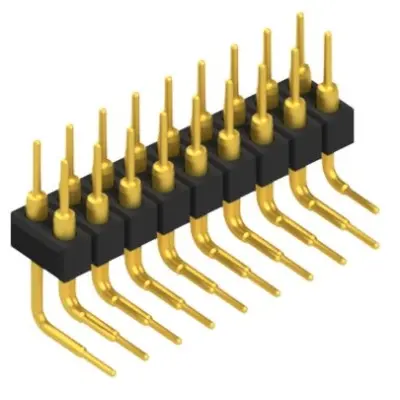 Pin header, 18 pole, pitch 2.54 mm, angled, black, MK 251 18 G - 1