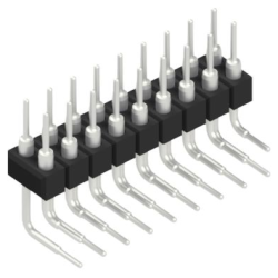 Pin header, 18 pole, pitch 2.54 mm, angled, black, MK 251 18 Z