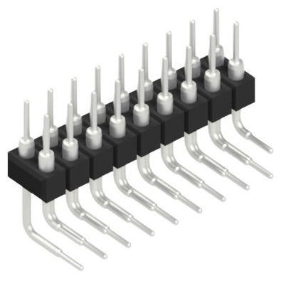 Pin header, 18 pole, pitch 2.54 mm, angled, black, MK 251 18 Z - 1