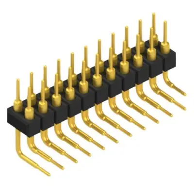 Pin header, 22 pole, pitch 2.54 mm, angled, black, MK 251 22 G - 1