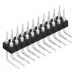 Pin header, 22 pole, pitch 2.54 mm, angled, black, MK 251 22 Z