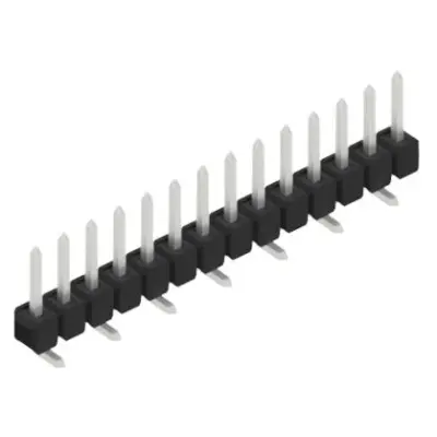 Pin header, 14 pole, pitch 2.54 mm, angled, black, SL 10 SMD 052 14 Z - 1