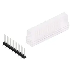 Pin header, 14 pole, pitch 2.54 mm, angled, black, SL 10 SMD 104 14 Z SM