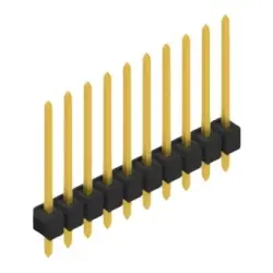 Pin header, 10 pole, pitch 2.54 mm, straight, black, SL 11 190 10 G