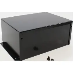 Aluminum enclosure, (L x W x H) 203 x 152 x 89 mm, black (RAL 9005), IP32, 1411FBRBK
