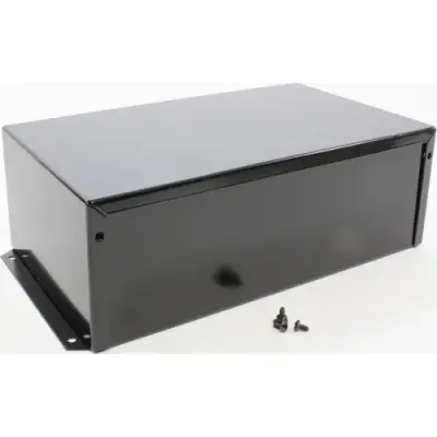 Aluminum enclosure, (L x W x H) 254 x 152 x 89 mm, black (RAL 9005), IP32, 1411FBUBK - 1
