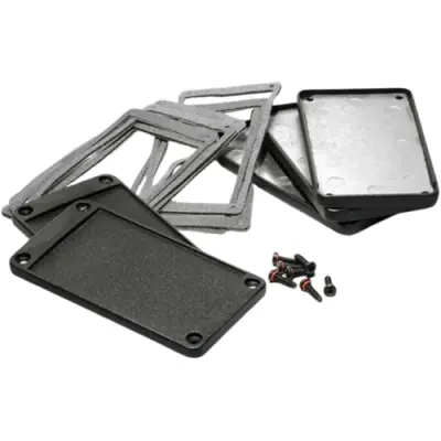 EMI/RFI end plate, aluminum, (L x W) 108 x 58.61 mm, black, 1457NEP-10 - 1