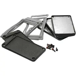EMI/RFI end plate, aluminum, (L x W) 108 x 58.61 mm, black, 1457NEP-10