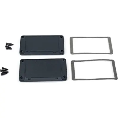 EMI/RFI end plate, aluminum, (L x W) 108 x 58.61 mm, black, 1457NEPF - 1
