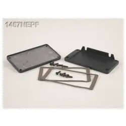 EMI/RFI end plate, aluminum, (L x W) 108 x 58.61 mm, black, 1457NEPF-10