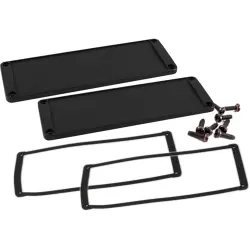 EMI/RFI end plate, aluminum, black, for series 1457, 1457TEP