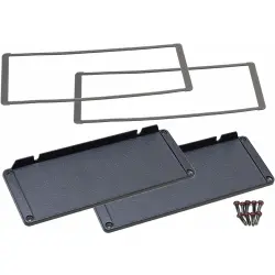 EMI/RFI end plate, aluminum, for series 1457, 1457UEPF, package with 2 pieces