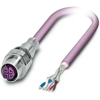 Sensor actuator cable, M12-cable socket, straight to open end, 5 pole, 1 m, PUR, purple, 4 A, 1239894 - 1