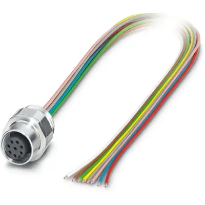 Sensor actuator cable, M12 panel socket, straight to open end, 8 pole, 0.5 m, 2 A, 1240040 - 1