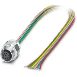 Sensor actuator cable, M12 panel socket, straight to open end, 8 pole, 0.5 m, 2 A, 1240040
