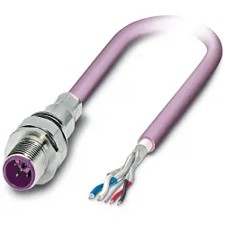 Sensor actuator cable, M12-cable plug, straight to open end, 5 pole, 5 m, PUR, purple, 4 A, 1239892