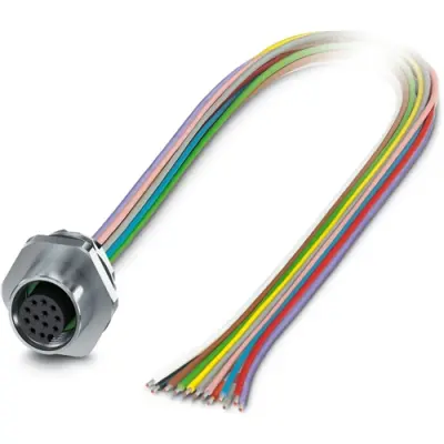 Sensor actuator cable, M12 panel socket, straight to open end, 12 pole, 0.5 m, 1.5 A, 1238878 - 1