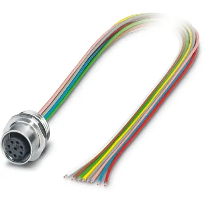 Sensor actuator cable, M12 panel socket, straight to open end, 8 pole, 0.5 m, 2 A, 1239858 - 1