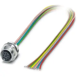 Sensor actuator cable, M12 panel socket, straight to open end, 8 pole, 0.5 m, 2 A, 1239858