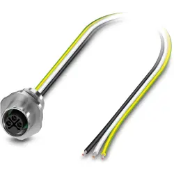 Sensor actuator cable, M12 panel socket, straight to open end, 3 pole, 2 m, 16 A, 1329913