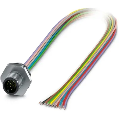 Sensor actuator cable, M12 panel plug, straight to open end, 12 pole, 0.5 m, 1.5 A, 1238881 - 1