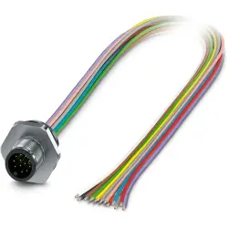 Sensor actuator cable, M12 panel plug, straight to open end, 12 pole, 0.5 m, 1.5 A, 1238881