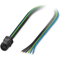 Sensor actuator cable, S15 panel socket, straight to open end, 6 pole, 0.5 m, 16 A, 1514510