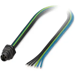 Sensor actuator cable, M12 panel plug, straight to open end, 6 pole, 0.5 m, 16 A, 1514513