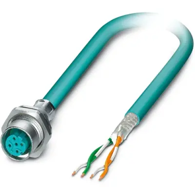 Sensor actuator cable, PG9 panel socket, straight to open end, 4 pole, 0.5 m, PUR, blue, 1.5 A, 1239673 - 1