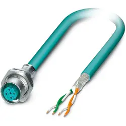 Sensor actuator cable, PG9 panel socket, straight to open end, 4 pole, 0.5 m, PUR, blue, 1.5 A, 1239673