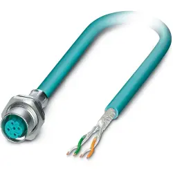 Sensor actuator cable, M16 panel socket, straight to open end, 4 pole, 1 m, PUR, blue, 4 A, 1239948