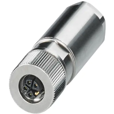 Jack, M12, 5 pole, push-lock spring connection, push-lock, straight, 1080228 - 1