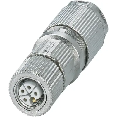 Jack, M12, 5 pole, crimp connection, push-lock, straight, 1027478 - 1
