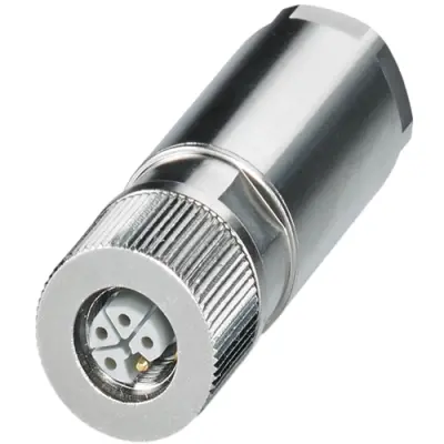 Jack, M12, 5 pole, push-lock spring connection, push-lock, straight, 1151390 - 1