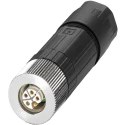 Jack, M12, 5 pole, push-lock spring connection, push-lock, straight, 1646350