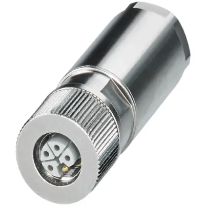 Jack, M12, 5 pole, push-lock spring connection, push-lock, straight, 1080233 - 1
