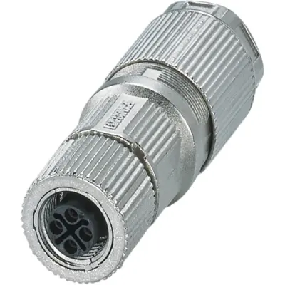 Jack, M12, 4 pole, push-lock spring connection, push-lock, straight, 1027469 - 1